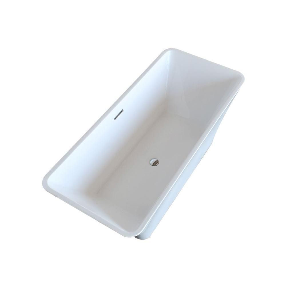 PureCut Nephrite 5.6 Ft. Acrylic Rectangular Freestanding Bathtub in White