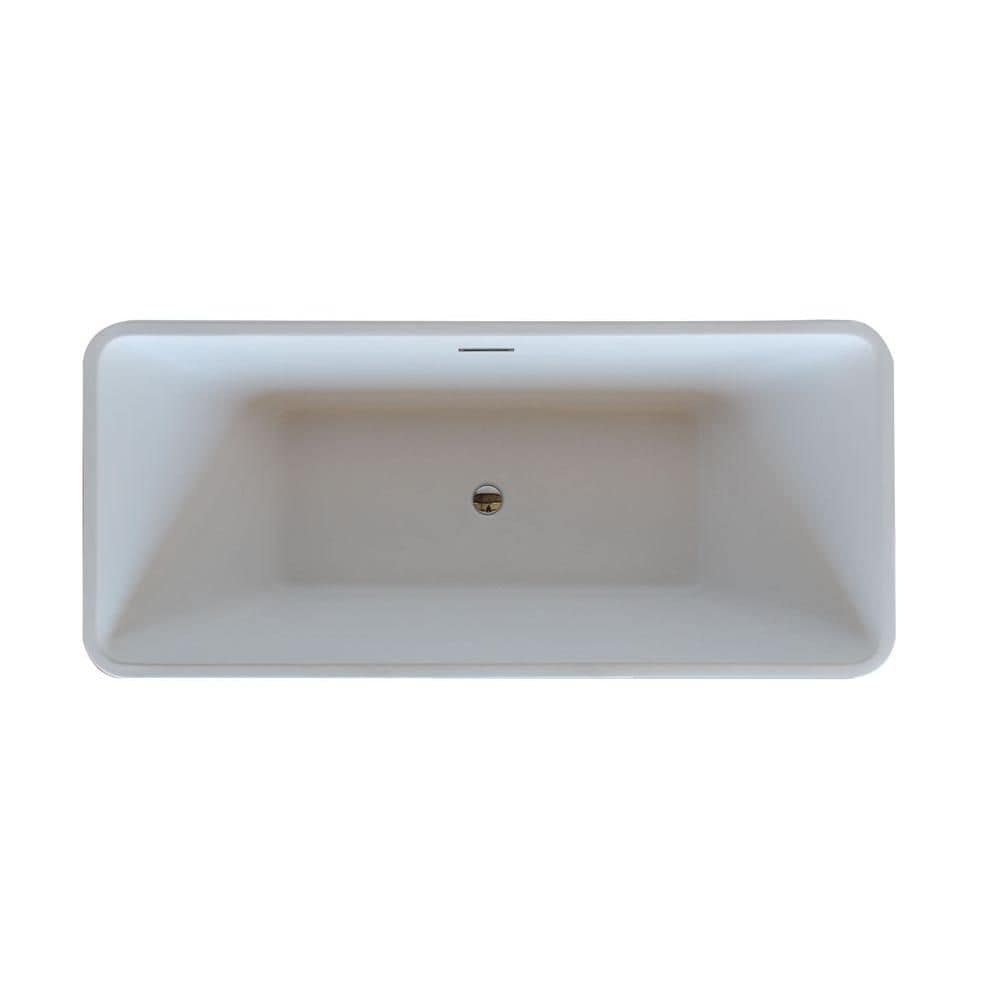PureCut Nephrite 5.6 Ft. Acrylic Rectangular Freestanding Bathtub in White