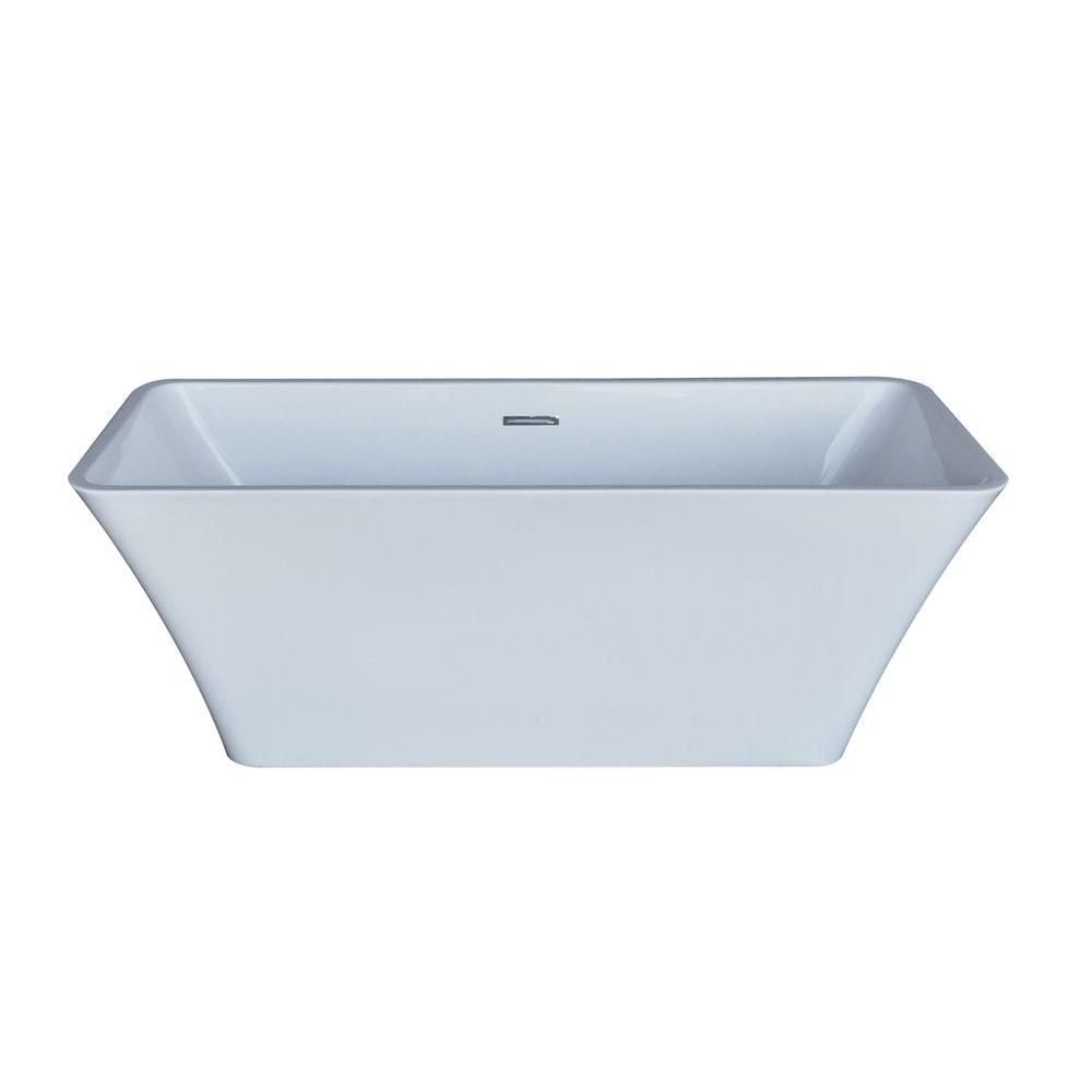 PureCut Nephrite 5.6 Ft. Acrylic Rectangular Freestanding Bathtub in White