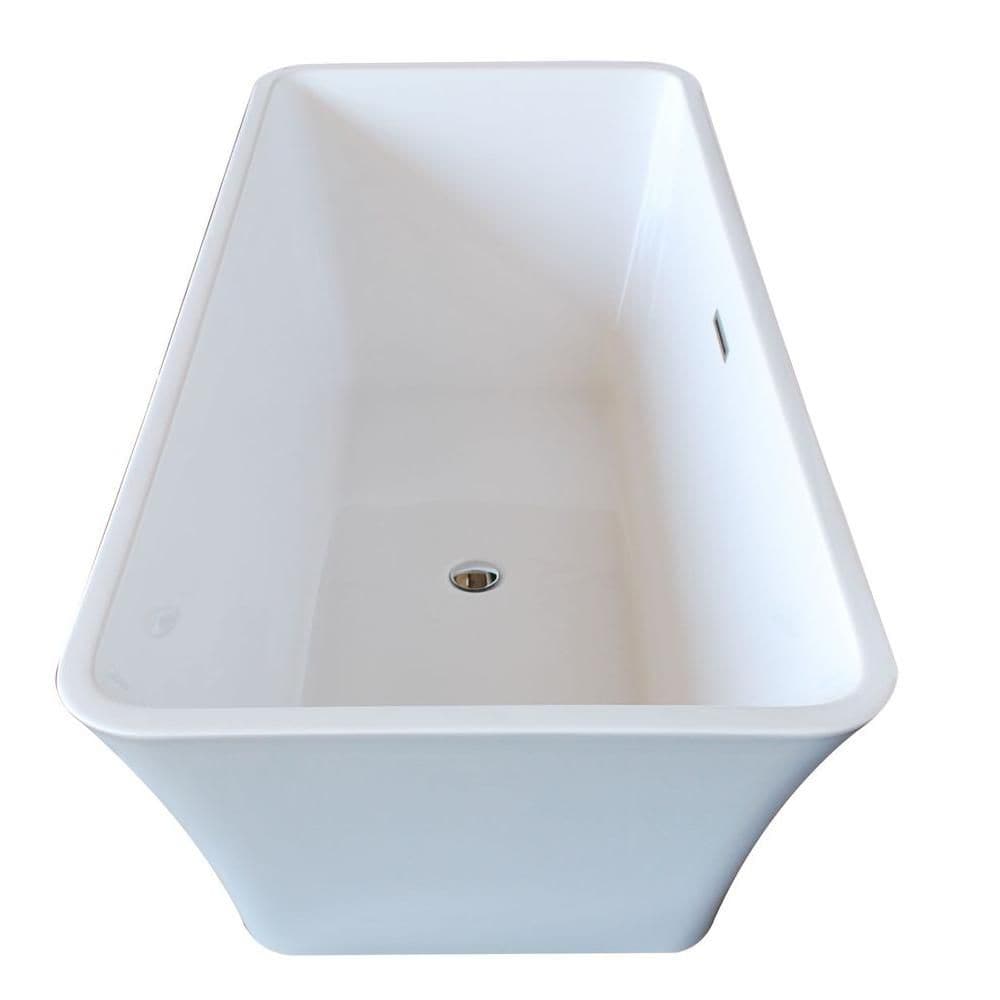 PureCut Nephrite 5.6 Ft. Acrylic Rectangular Freestanding Bathtub in White