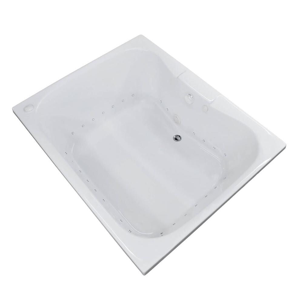 Baignoire à air rectangulaire en acrylique Rhode de 5 pi avec drain à droite, en blanc