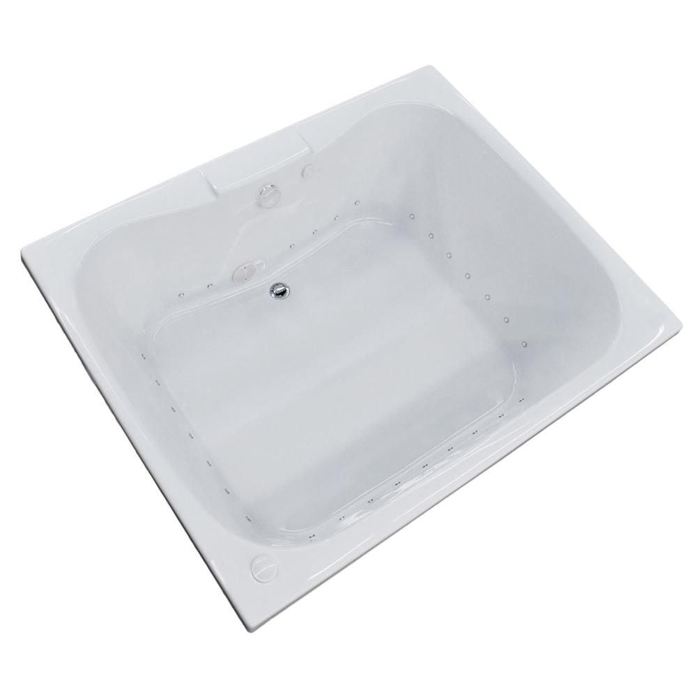 Baignoire à air rectangulaire en acrylique Rhode de 5 pi avec drain à droite, en blanc