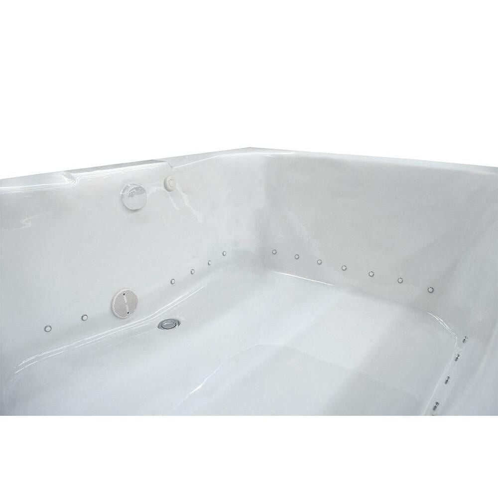 Baignoire à air rectangulaire en acrylique Rhode de 5 pi avec drain à droite, en blanc