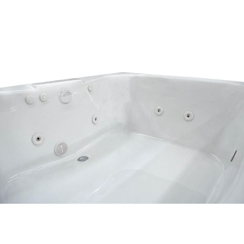 Baignoire balnéo rectangulaire en acrylique Rhode de 5 pi avec drain à droite et installation en surface, en blanc