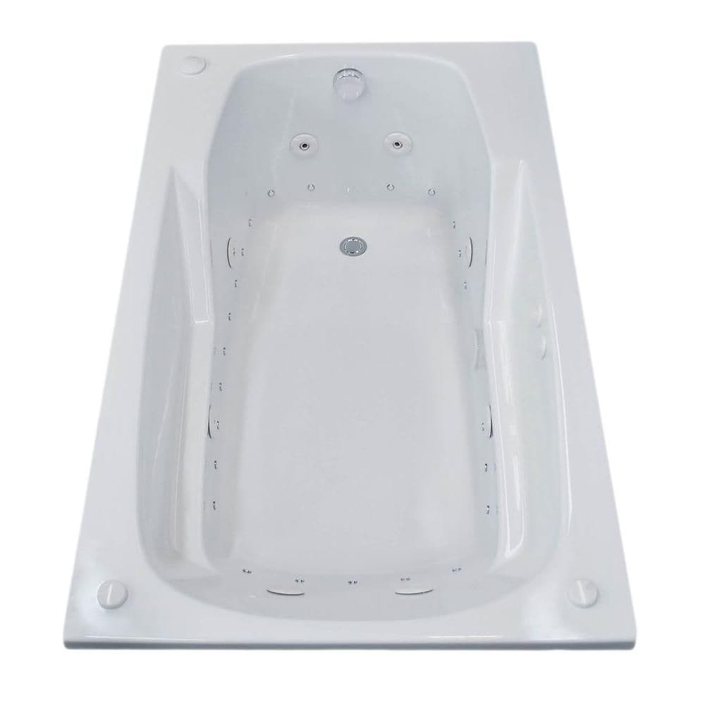 Baignoire balnéo et à air Coral de 5 pi avec drain à droite, blanche