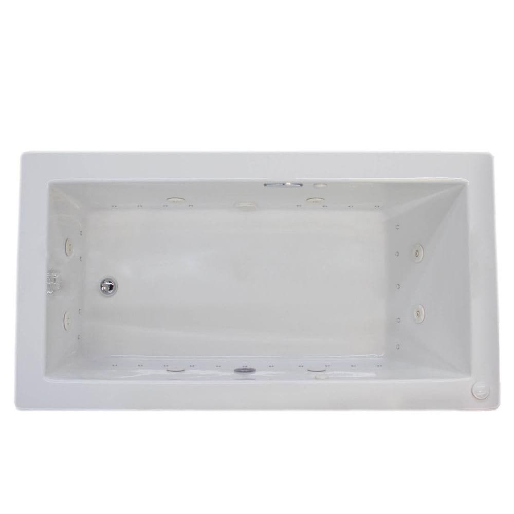 Baignoire à remous et à air rectangulaire en acrylique Sapphire de 6 pi avec drain à gauche, en blanc