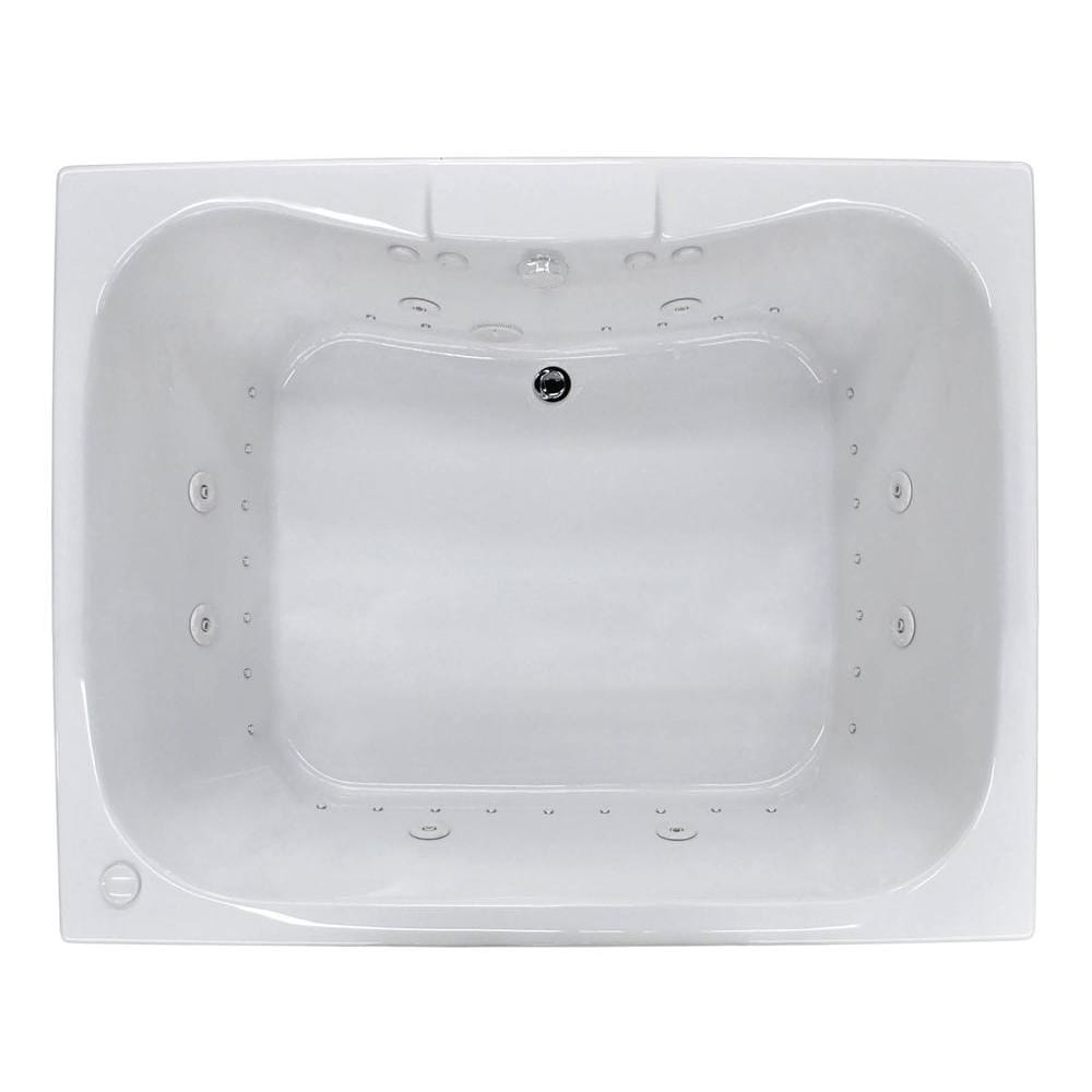 Baignoire à remous et à air rectangulaire en acrylique Rhode de 5 pi avec drain à gauche, en blanc