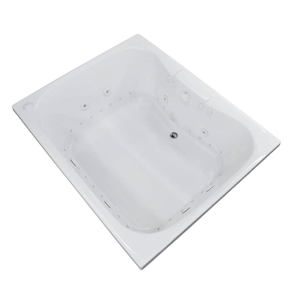 Baignoire à remous et à air rectangulaire en acrylique Rhode de 5 pi avec drain à gauche, en blanc
