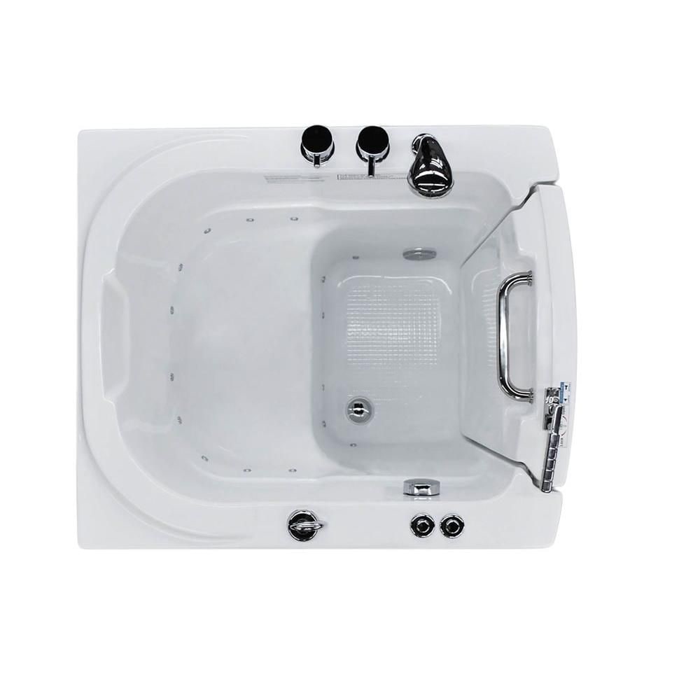 Baignoire à air de plain-pied avec drain à gauche de 3 pi 2 po en blanc