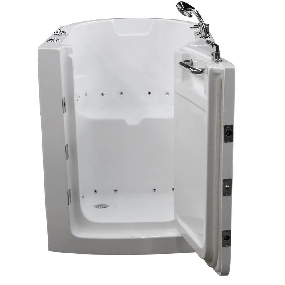 Baignoire à air de plain-pied avec drain à gauche de 3 pi 2 po en blanc