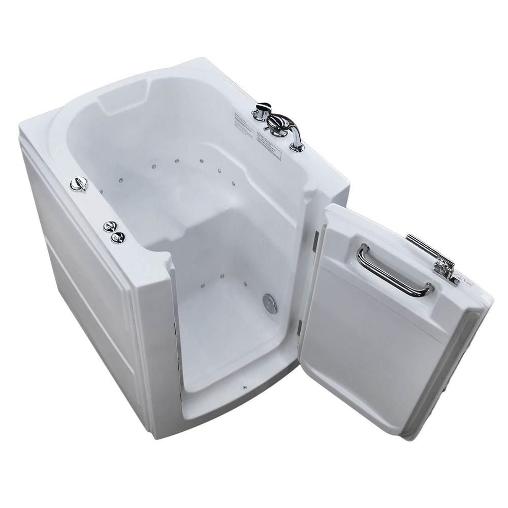 Baignoire à air de plain-pied avec drain à droite de 3 pi 2 po en blanc