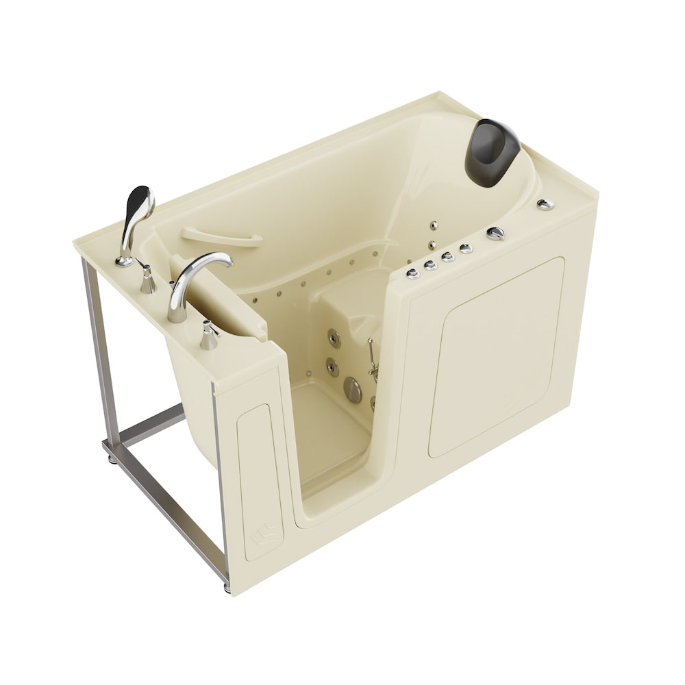 Baignoire à remous et à air de plain-pied de 5 pi avec drain à gauche en biscuit