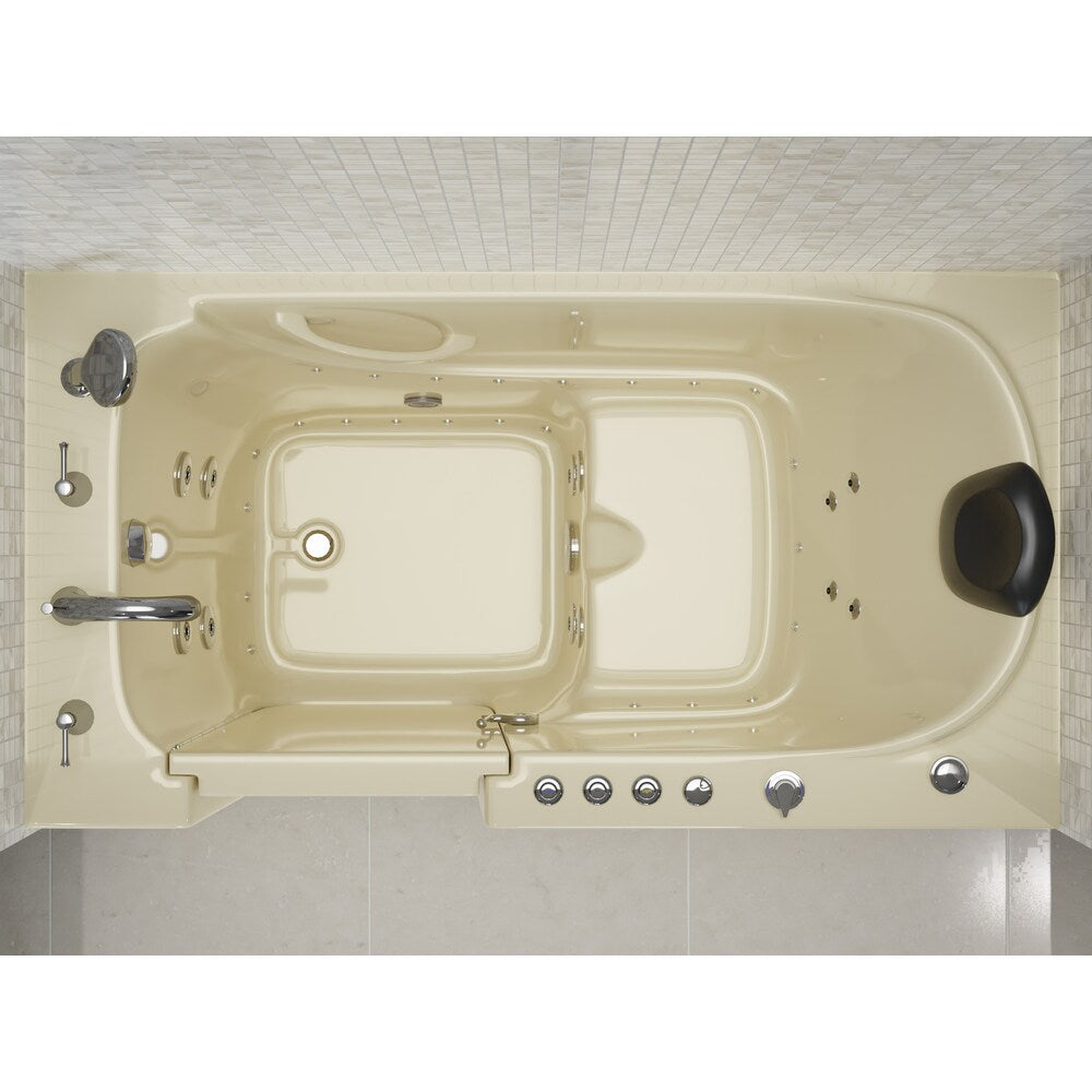 Baignoire à remous et à air de plain-pied de 5 pi avec drain à gauche en biscuit