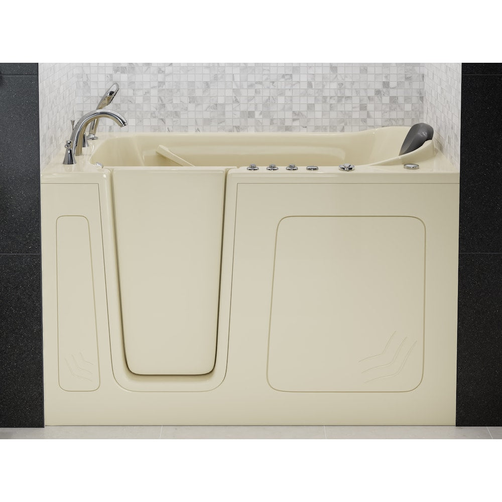 Baignoire à remous et à air de plain-pied de 5 pi avec drain à gauche en biscuit