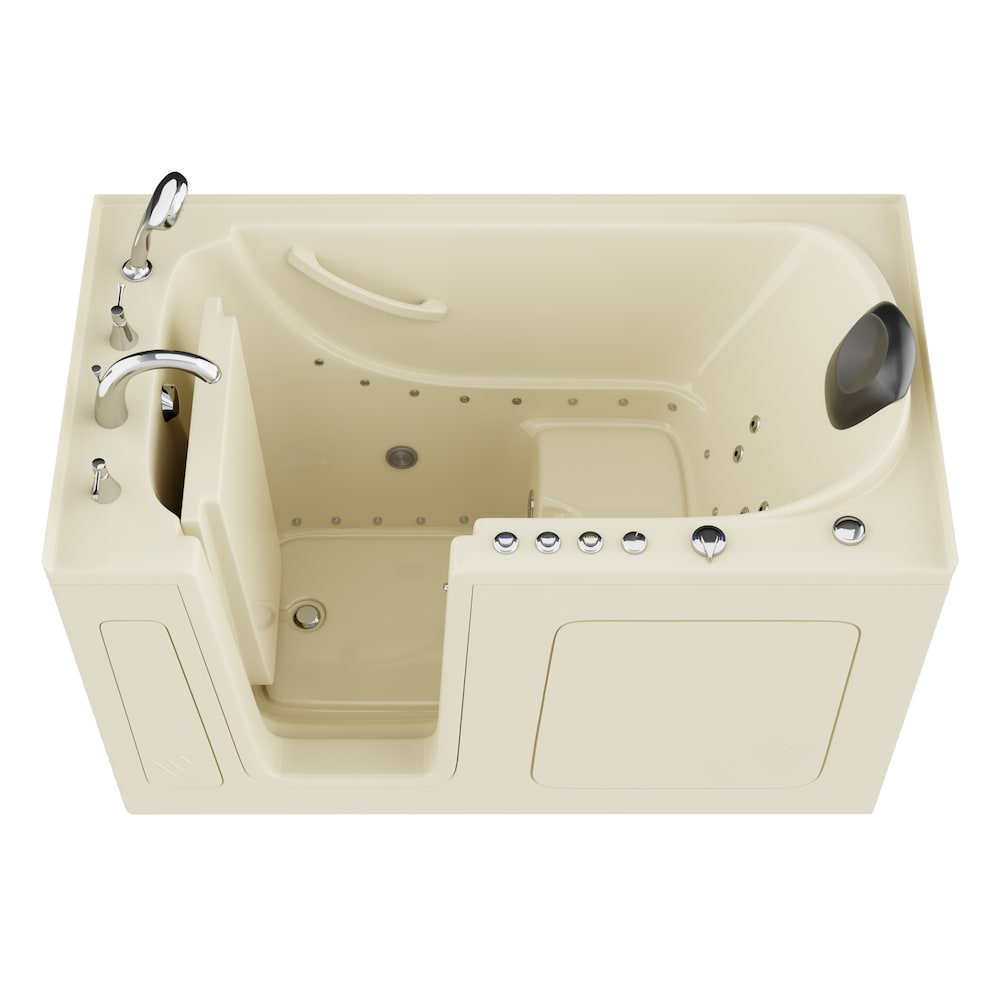 Baignoire à remous et à air de plain-pied de 5 pi avec drain à gauche en biscuit