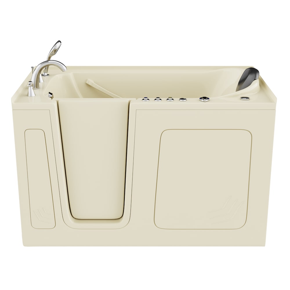 Baignoire à remous et à air de plain-pied de 5 pi avec drain à gauche en biscuit
