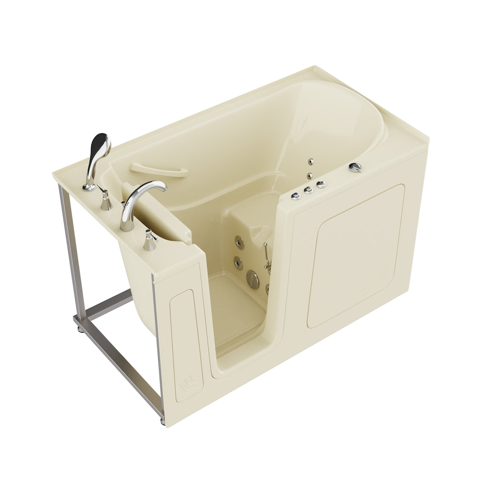 Baignoire balnéo à accès direct de 5 pi avec drain à gauche en biscuit
