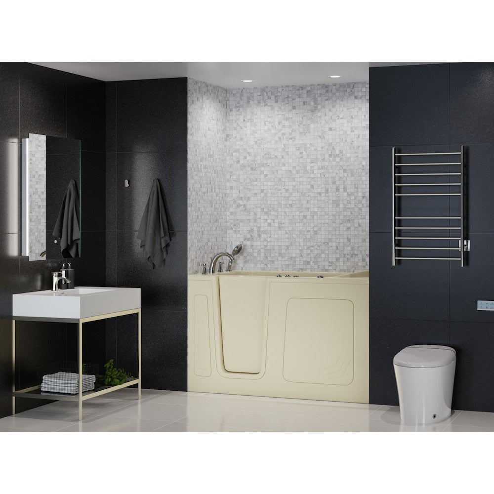 Baignoire balnéo à accès direct de 5 pi avec drain à gauche en biscuit