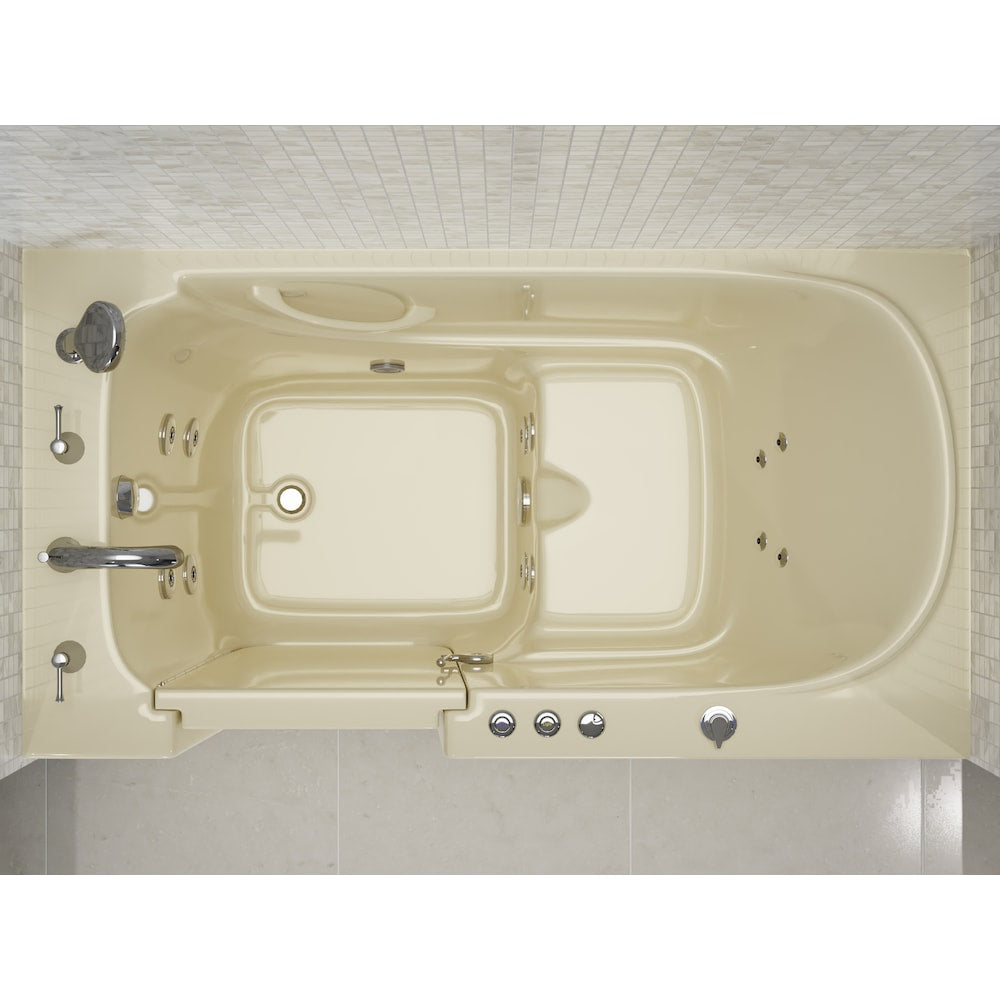 Baignoire balnéo à accès direct de 5 pi avec drain à gauche en biscuit