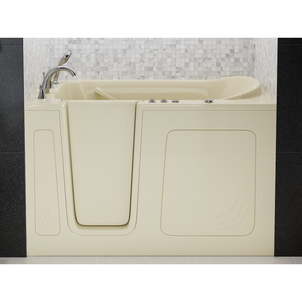 Baignoire balnéo à accès direct de 5 pi avec drain à gauche en biscuit