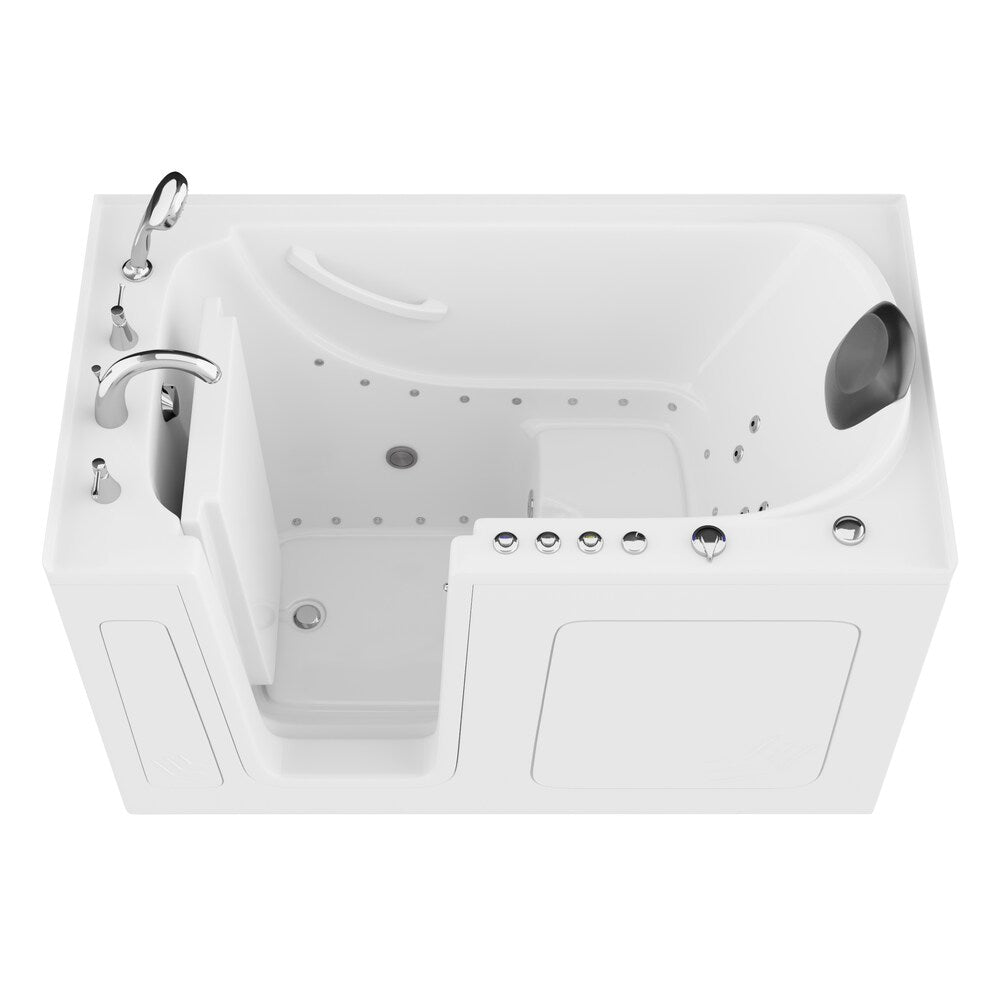 Baignoire balnéo et à air de plain-pied de 5 pi avec drain à gauche en blanc