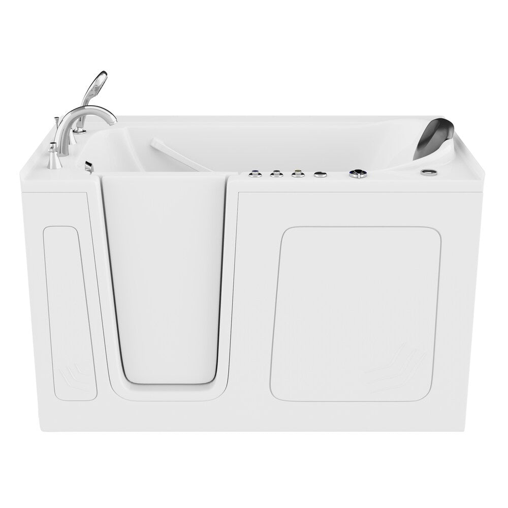Baignoire balnéo et à air de plain-pied de 5 pi avec drain à gauche en blanc