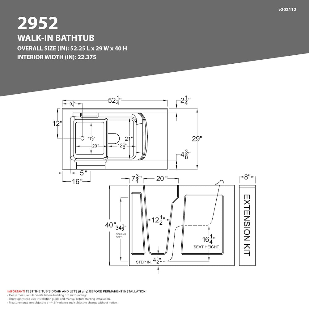 4 ft. 4-inch Left Drain Walk-In Whirlpool Bathtub in Biscuit