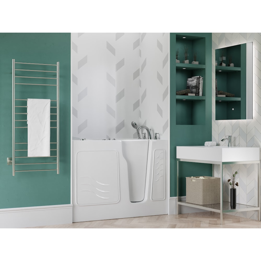 Baignoire balnéo à accès direct de 4 pi 4 po avec drain à droite en blanc