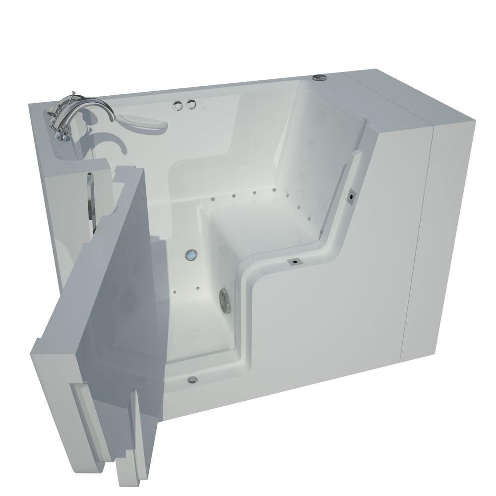Baignoire à air accessible en fauteuil roulant de 4 pi 5 po avec drain à gauche en blanc