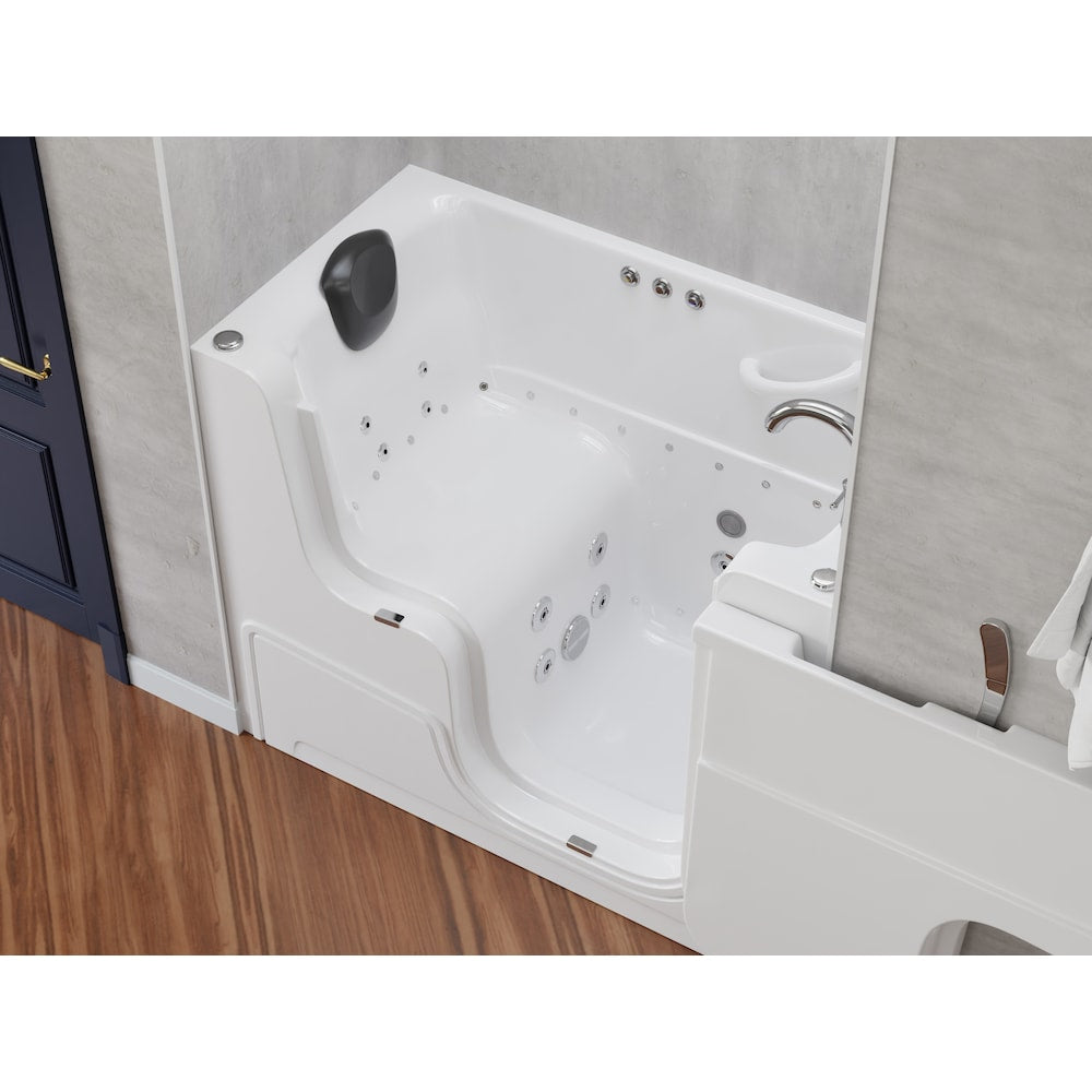 Baignoire à remous et à air accessible aux fauteuils roulants de 4,5 pi avec drain à droite en blanc