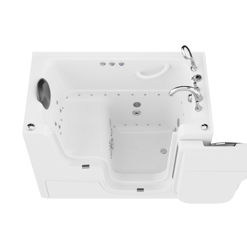 Baignoire à remous et à air accessible aux fauteuils roulants de 4,5 pi avec drain à droite en blanc