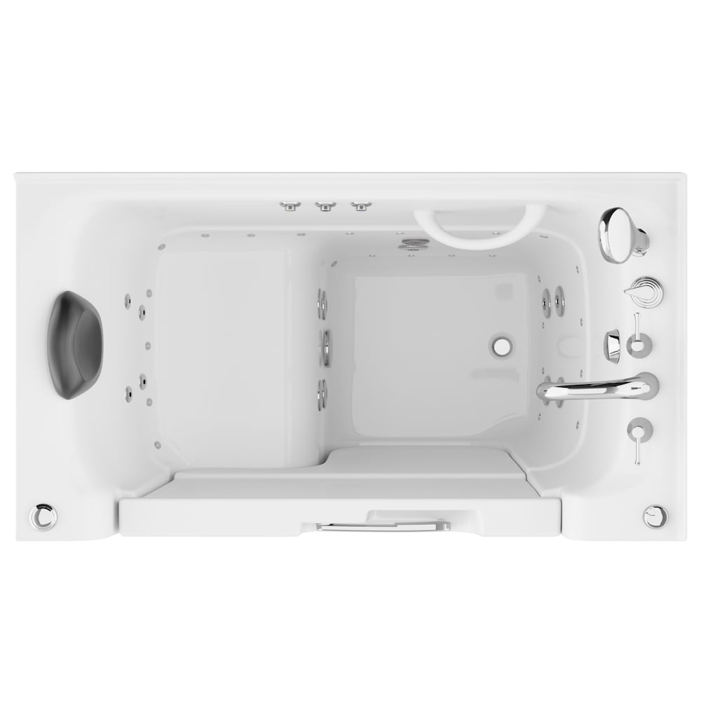 Baignoire à remous et à air accessible aux fauteuils roulants de 4,5 pi avec drain à droite en blanc