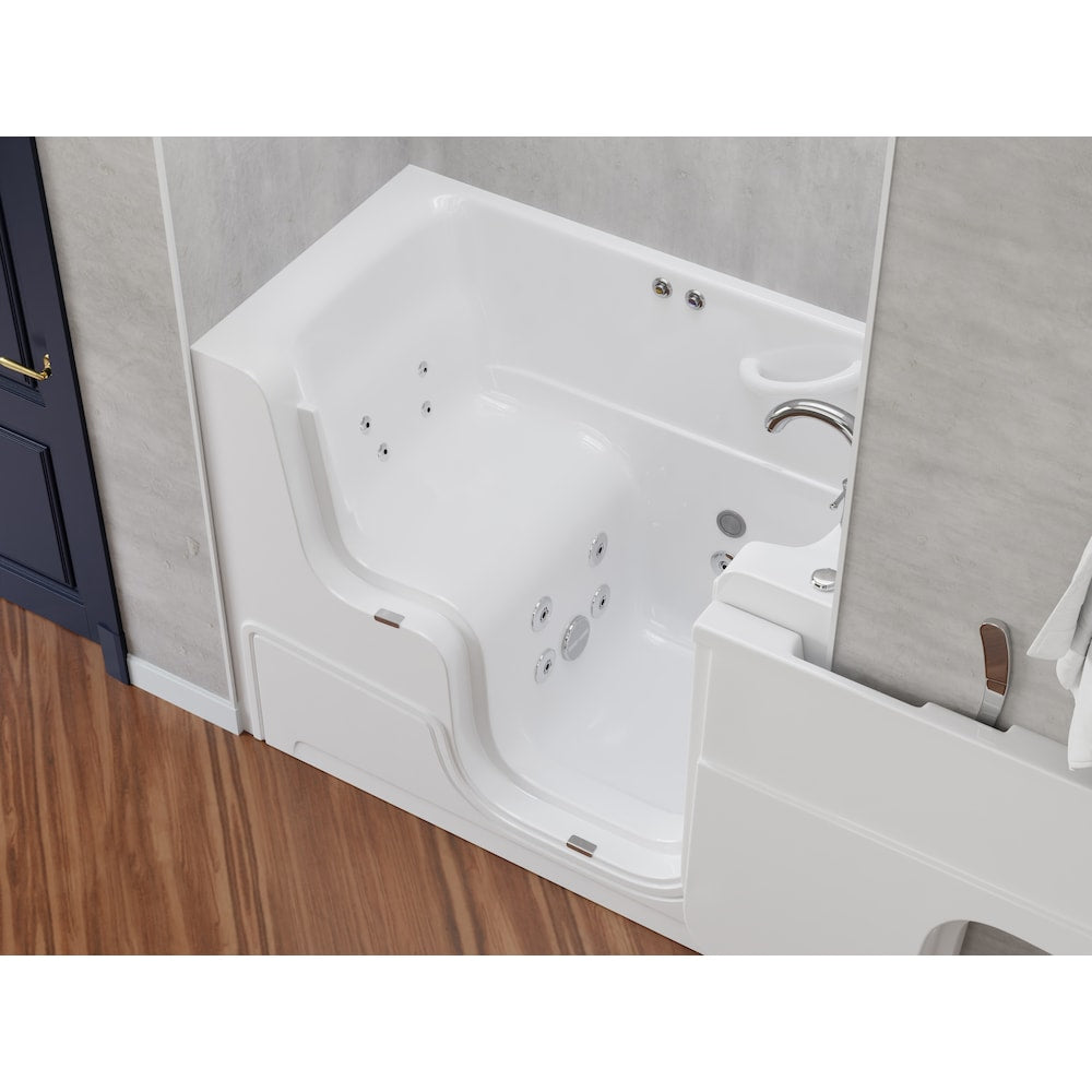 Baignoire balnéo accessible aux fauteuils roulants avec drain à droite de 4,5 pi en blanc
