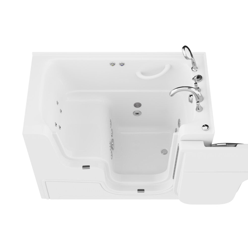 Baignoire balnéo accessible aux fauteuils roulants avec drain à droite de 4,5 pi en blanc