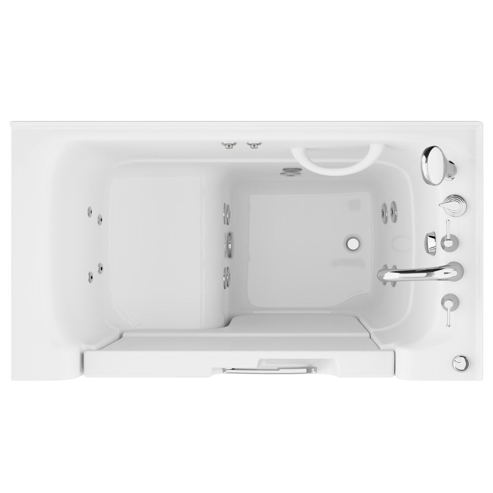 Baignoire balnéo accessible aux fauteuils roulants avec drain à droite de 4,5 pi en blanc