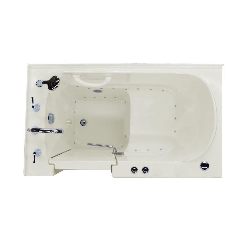 Baignoire à air de plain-pied de 4 pi 5 po avec drain à gauche en biscuit avec aromathérapie