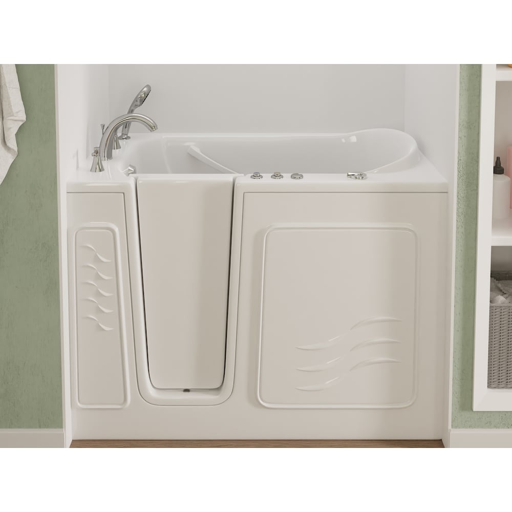 53 in. Left Drain Quick Fill Walk-In Whirlpool Bath Tub with Powered Fast Drain in White