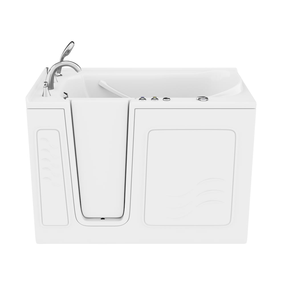 53 in. Left Drain Quick Fill Walk-In Whirlpool Bath Tub with Powered Fast Drain in White