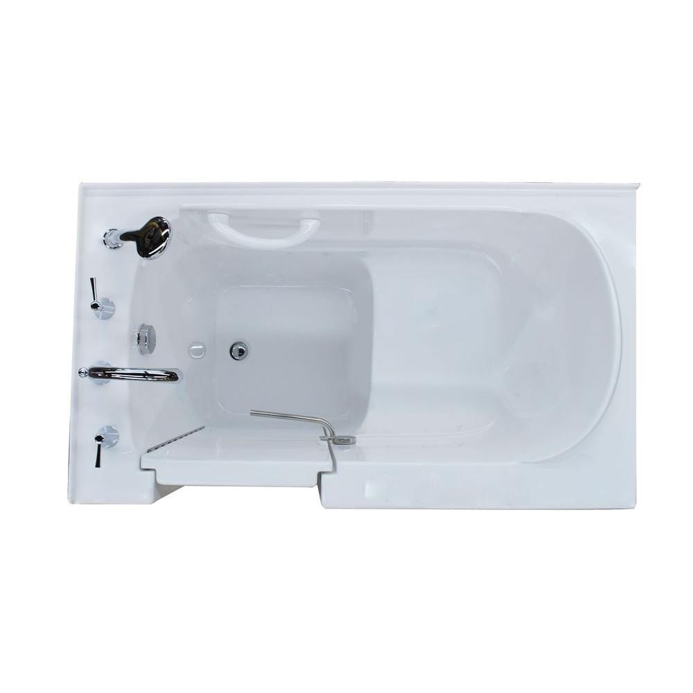 Baignoire à accès direct de 4 pi 5 po avec drain à droite en blanc