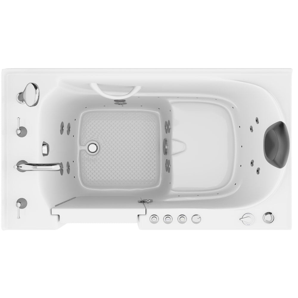 Baignoire balnéo et à air de plain-pied de 4 pi 6 po avec drain à gauche en blanc