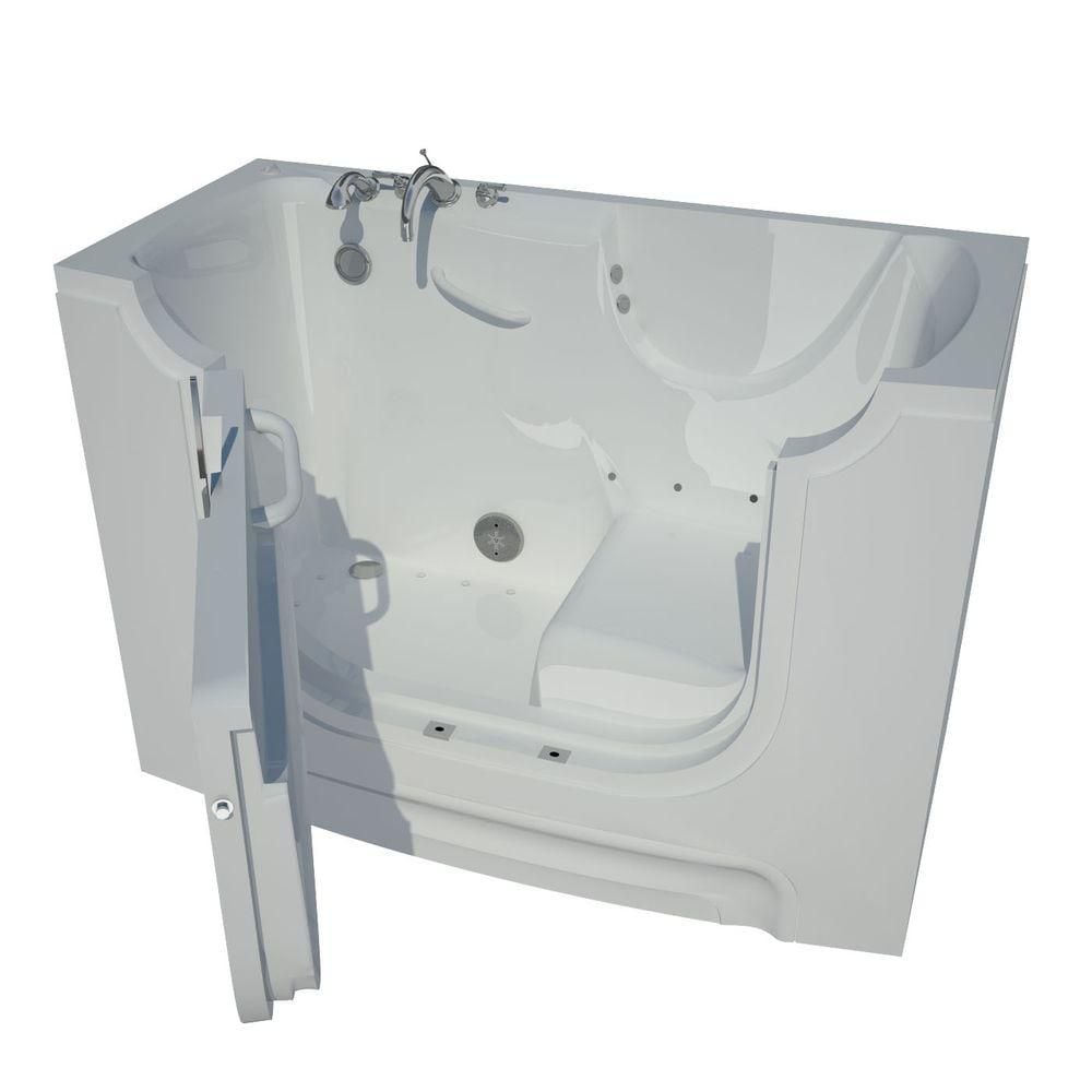 5 Ft. Wheelchair Accessible Left Drain Walk-In Air Bathtub in White