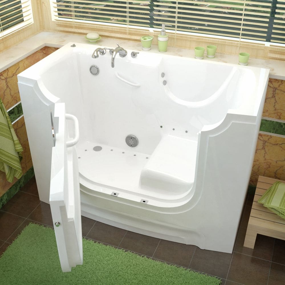 5 Ft. Wheelchair Accessible Left Drain Walk-In Air Bathtub in White
