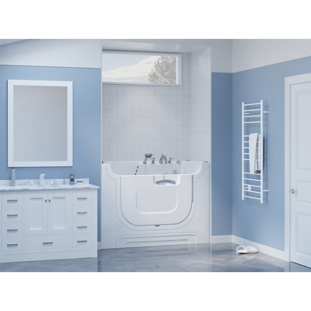 Baignoire à remous et à air de 5 pieds avec drain à droite accessible aux fauteuils roulants en blanc