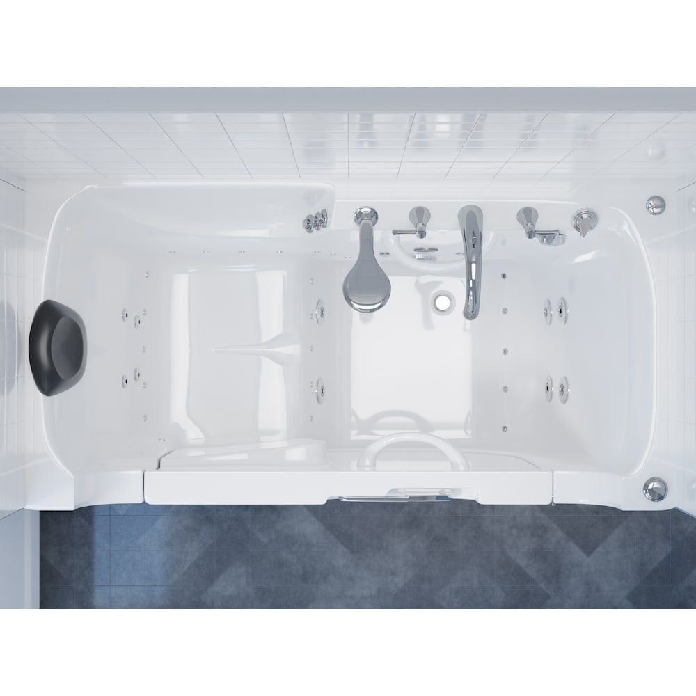 Baignoire à remous et à air de 5 pieds avec drain à droite accessible aux fauteuils roulants en blanc