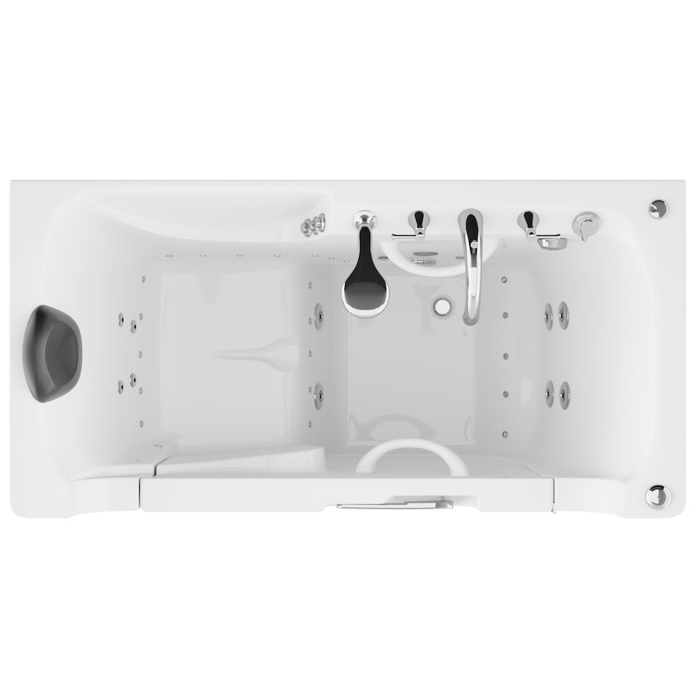 Baignoire à remous et à air de 5 pieds avec drain à droite accessible aux fauteuils roulants en blanc