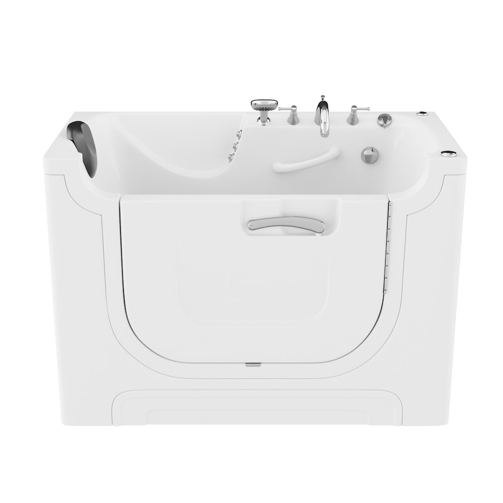 Baignoire à remous et à air de 5 pieds avec drain à droite accessible aux fauteuils roulants en blanc