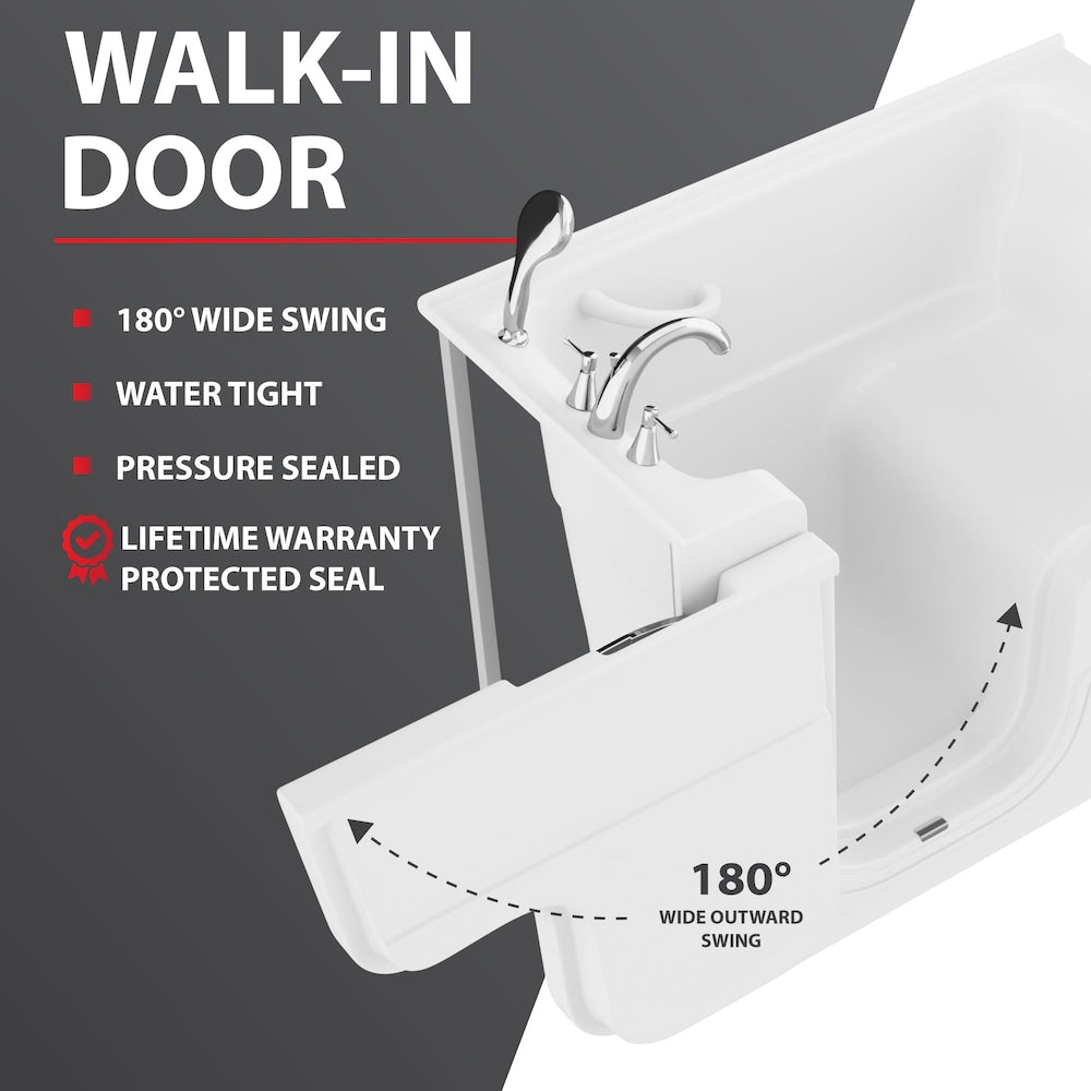 5 Ft. Wheelchair Accessible Left Drain Walk-In Whirlpool Bathtub in White