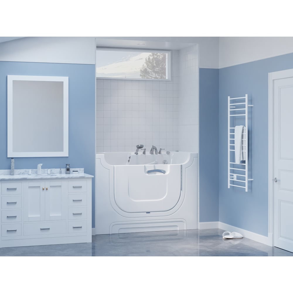 Baignoire balnéo accessible aux fauteuils roulants de 5 pieds avec drain à droite en blanc