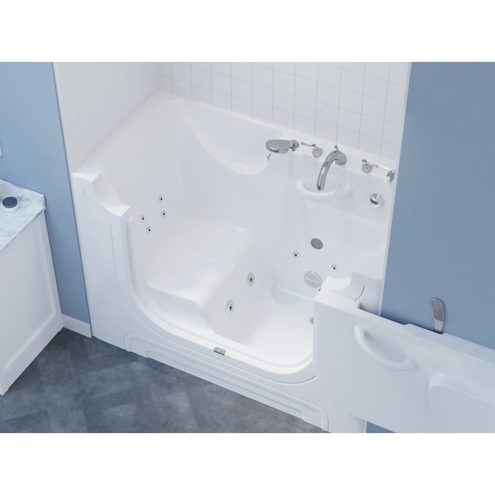 Baignoire balnéo accessible aux fauteuils roulants de 5 pieds avec drain à droite en blanc