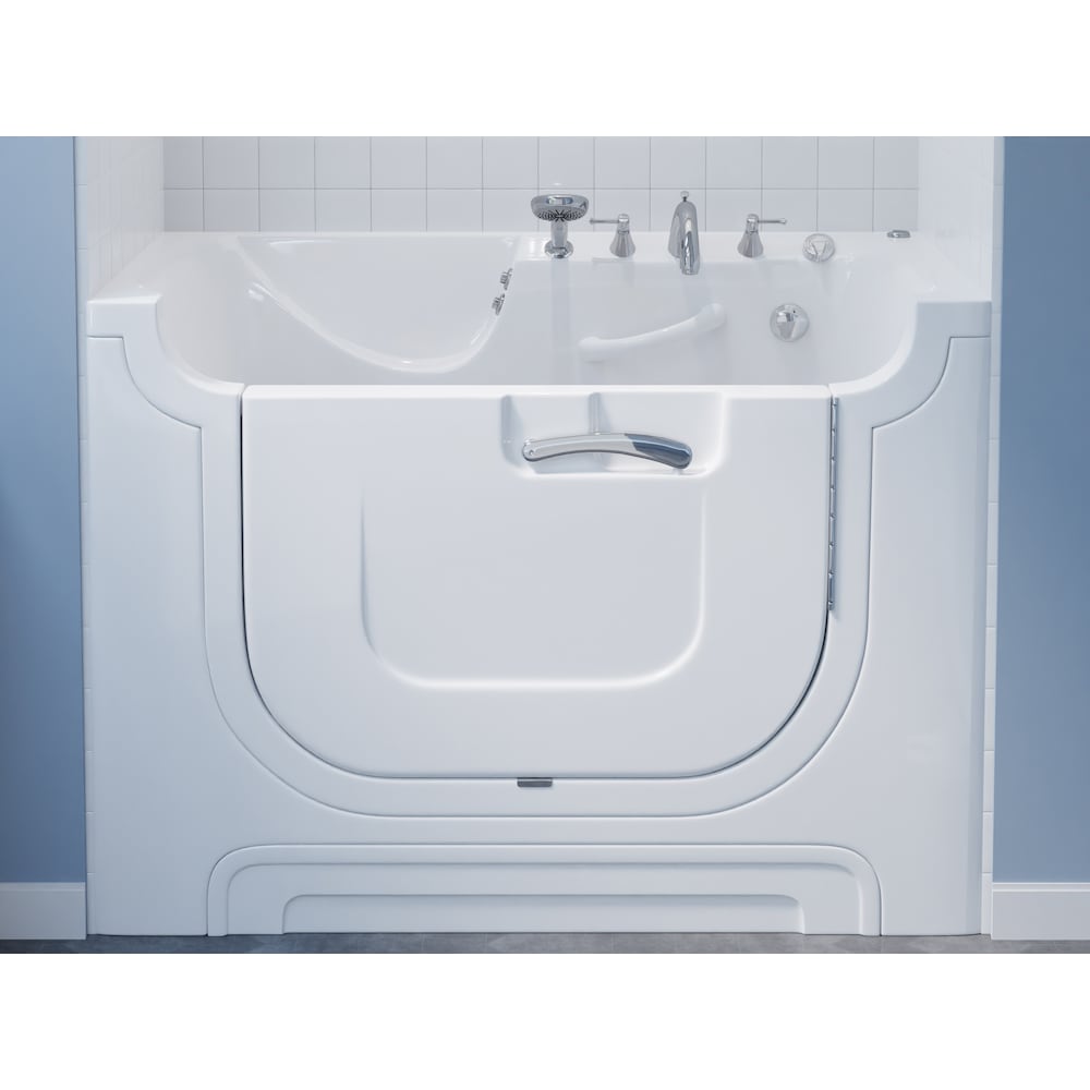 Baignoire balnéo accessible aux fauteuils roulants de 5 pieds avec drain à droite en blanc